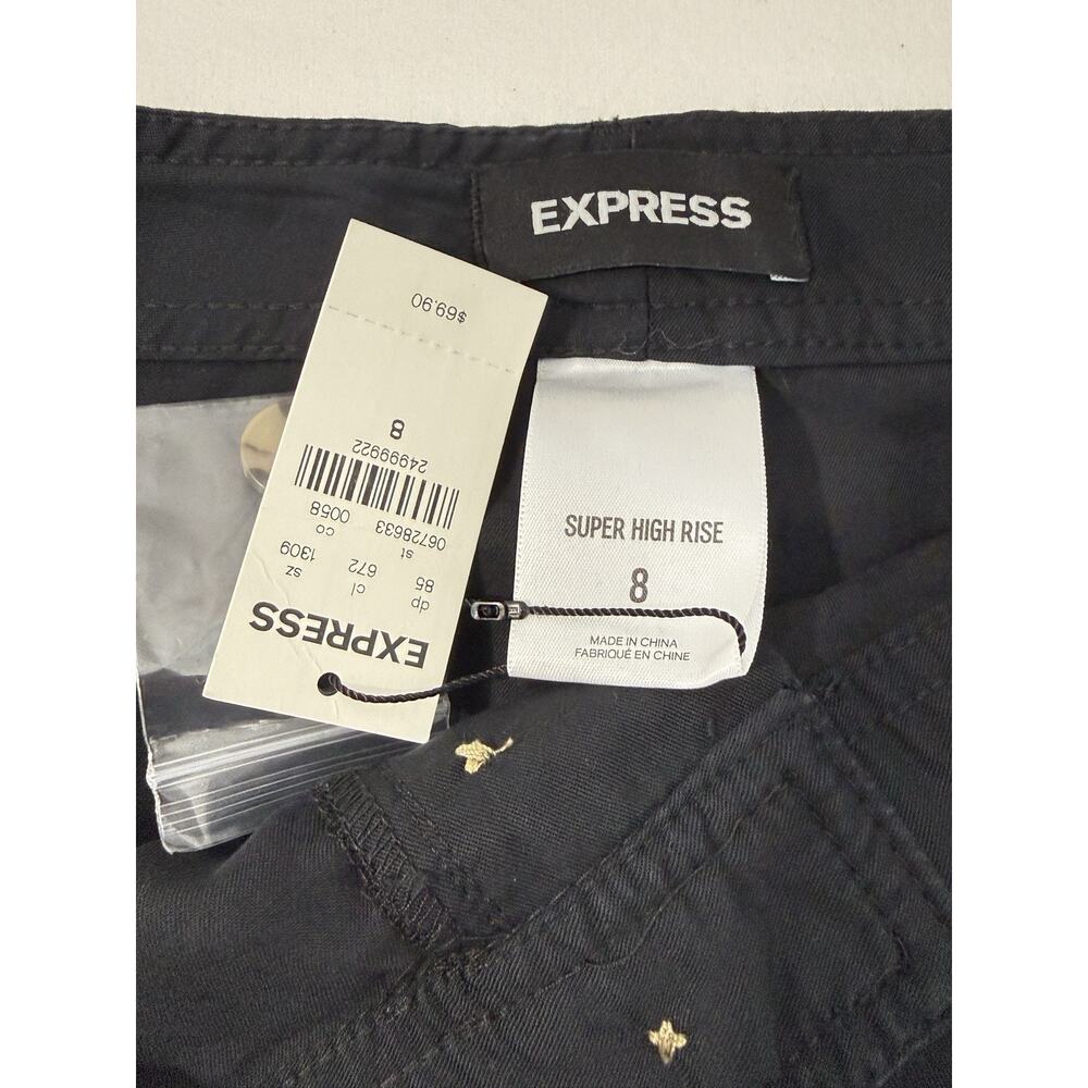 NWT Express Womens Black High Rise Flap Pocket Cargo Utility Pants Size 8 - Picture 10 of 15